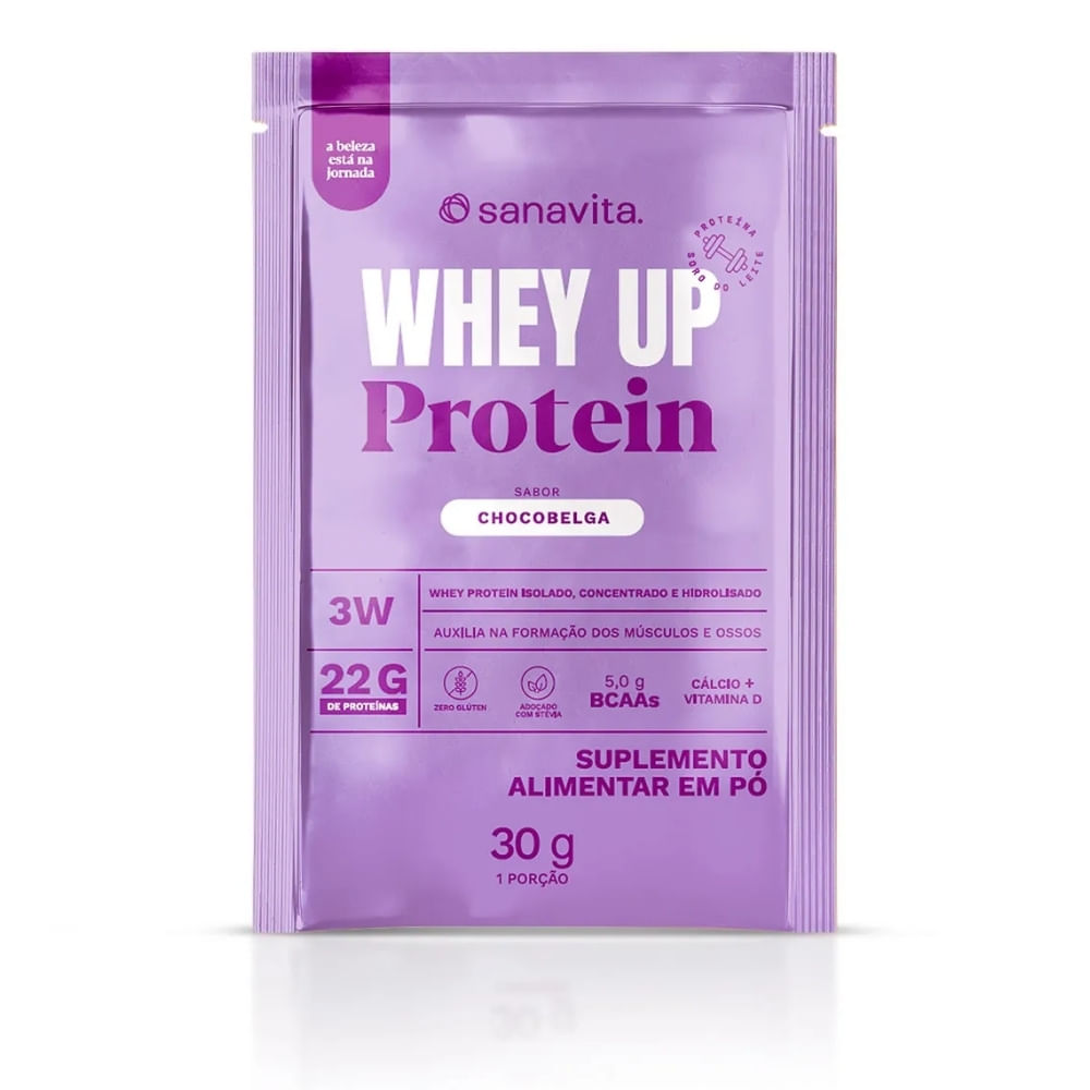 Sachê Whey Protein 3W + BCAA Sabor Chocolate Belga Sanavita 30g