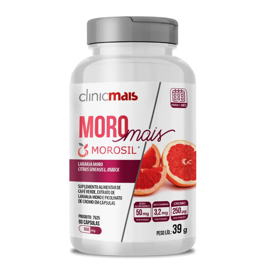 Morosil (Laranja Moro) Selo Autenticidade ClinicMais 650mg 60 Cápsulas