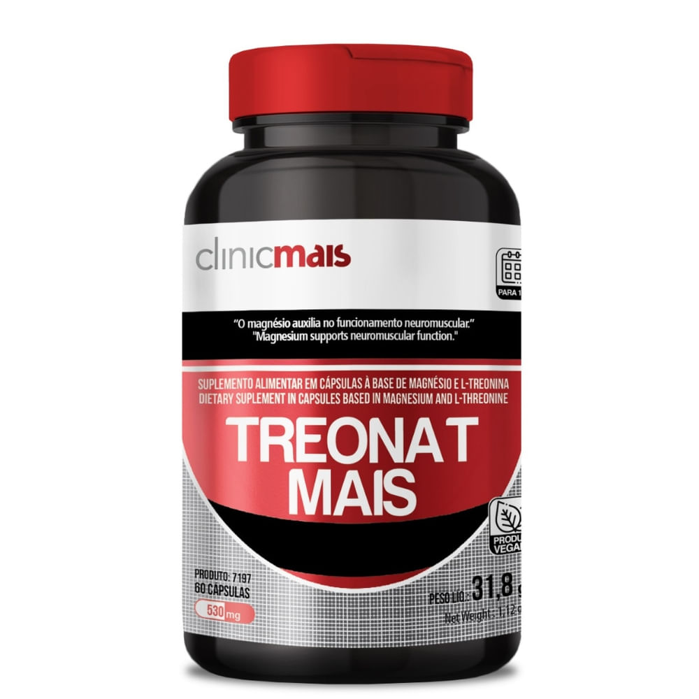 Magnésio L-treonato Treonat Mais 60 cápsulas ClinicMais 530mg