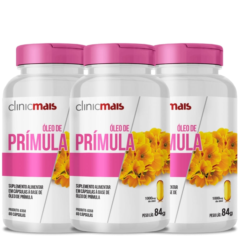 Kit 3x Óleo De Prímula 60 Cápsulas Clinicmais 1000mg