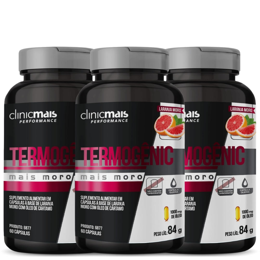 Kit 3x Termogenic mais Moro 60 cápsulas Clinicmais 1000mg