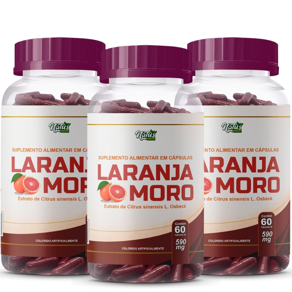 Kit 3 Laranja Moro Pura (Morosil) Natus Green 500mg 60 Cápsulas