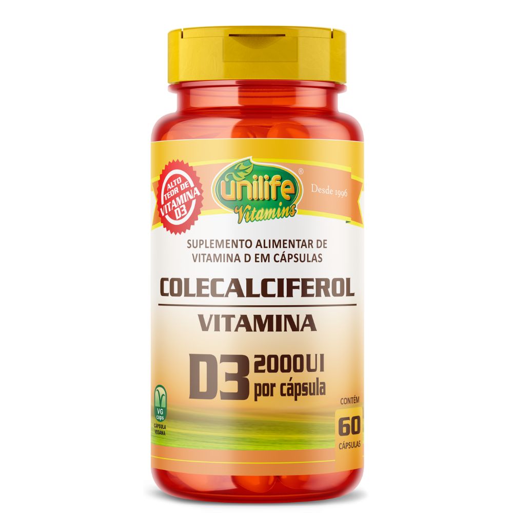 Vitamina D3 (Colecalciferol) 60 cápsulas  Unilife 2000 UI