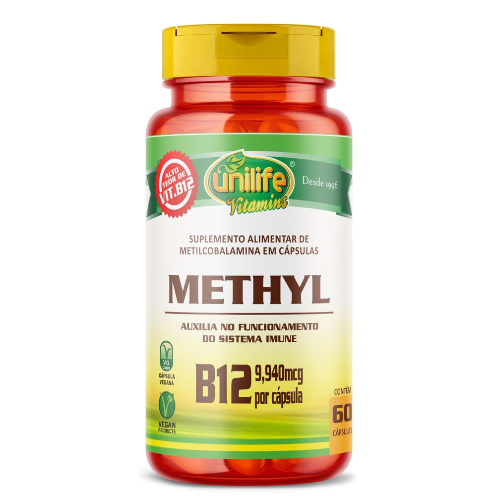 Vitamina B12 (Metilcobalamina) 60 cápsulas Unilife 350mg