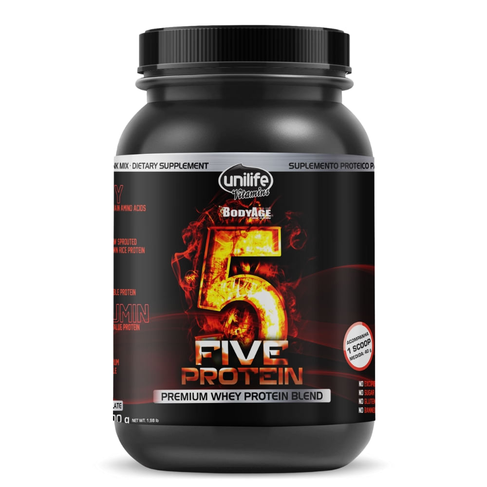 Whey Five Protein 5 Proteínas Sabor Chocolate Unilife 900g