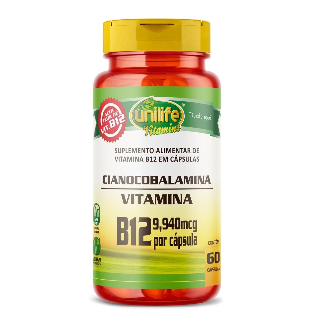 Vitamina B12 (Cianocobalamina) Unilife 450mg 60 Cápsulas