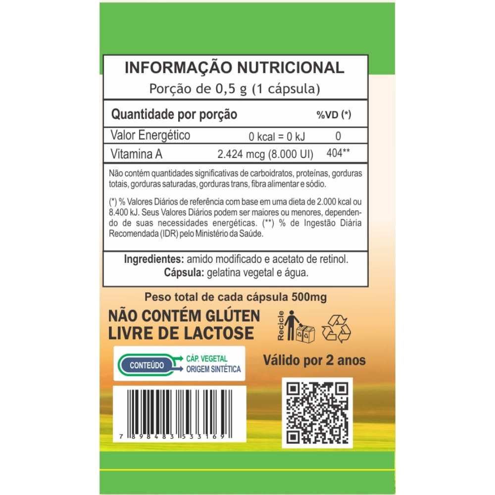 Vitamina B12 (Cianocobalamina) Unilife 450mg 60 Cápsulas