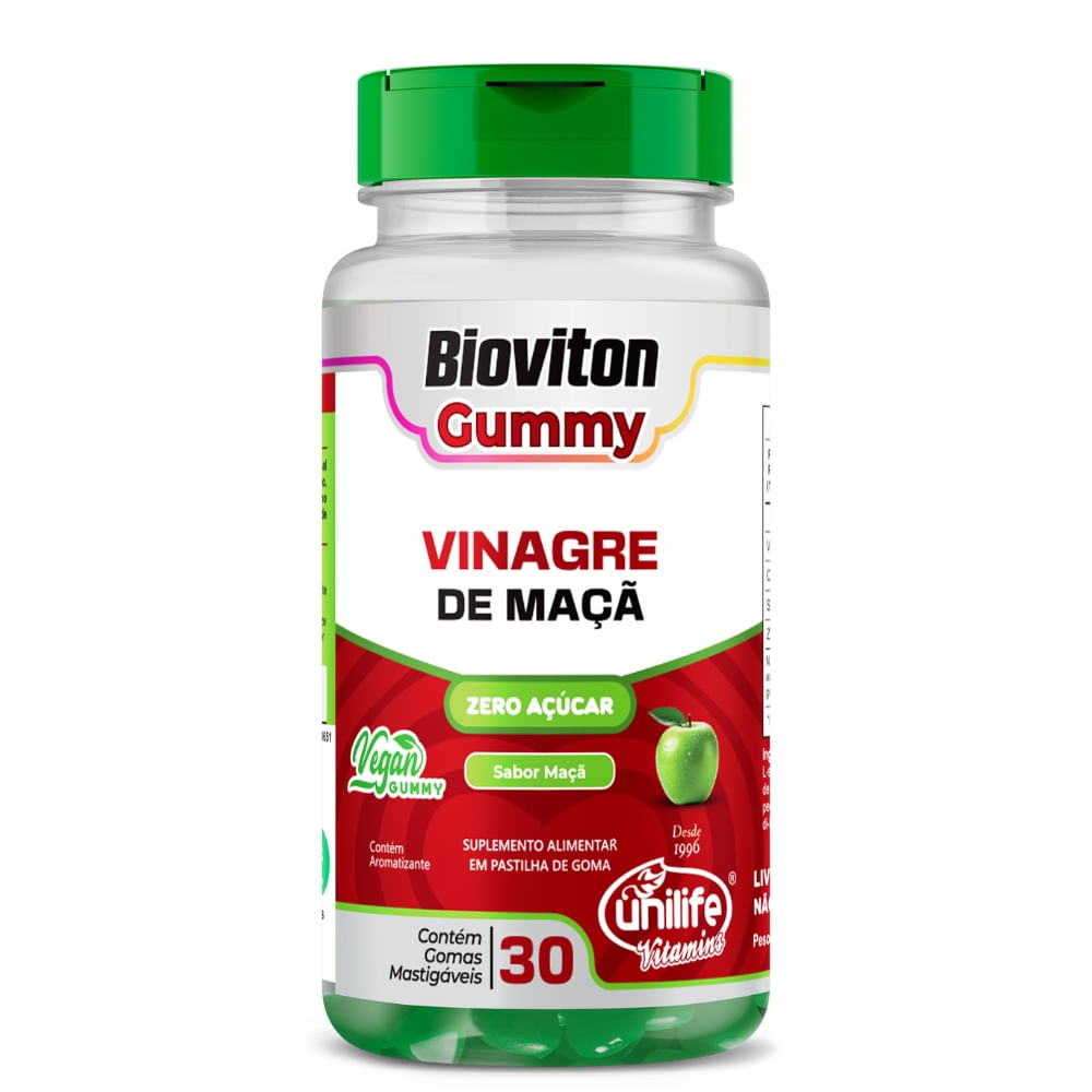 Vinagre de Maça Gummy 30 Gomas Sabor Maçã Unilife 2500mg
