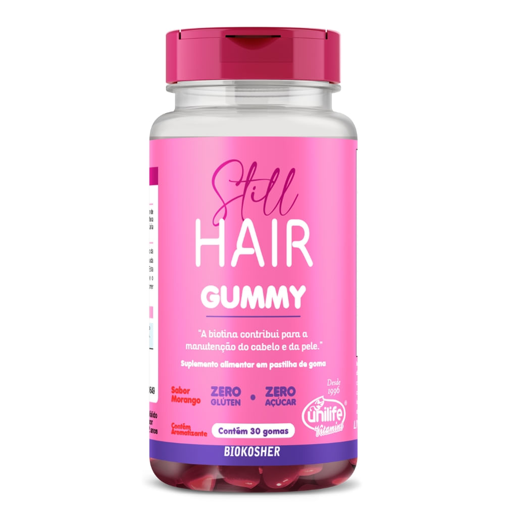 Still Hair Cabelos e Unhas Gummy 30 Gomas  Sabor Morango Unilife 2500mg