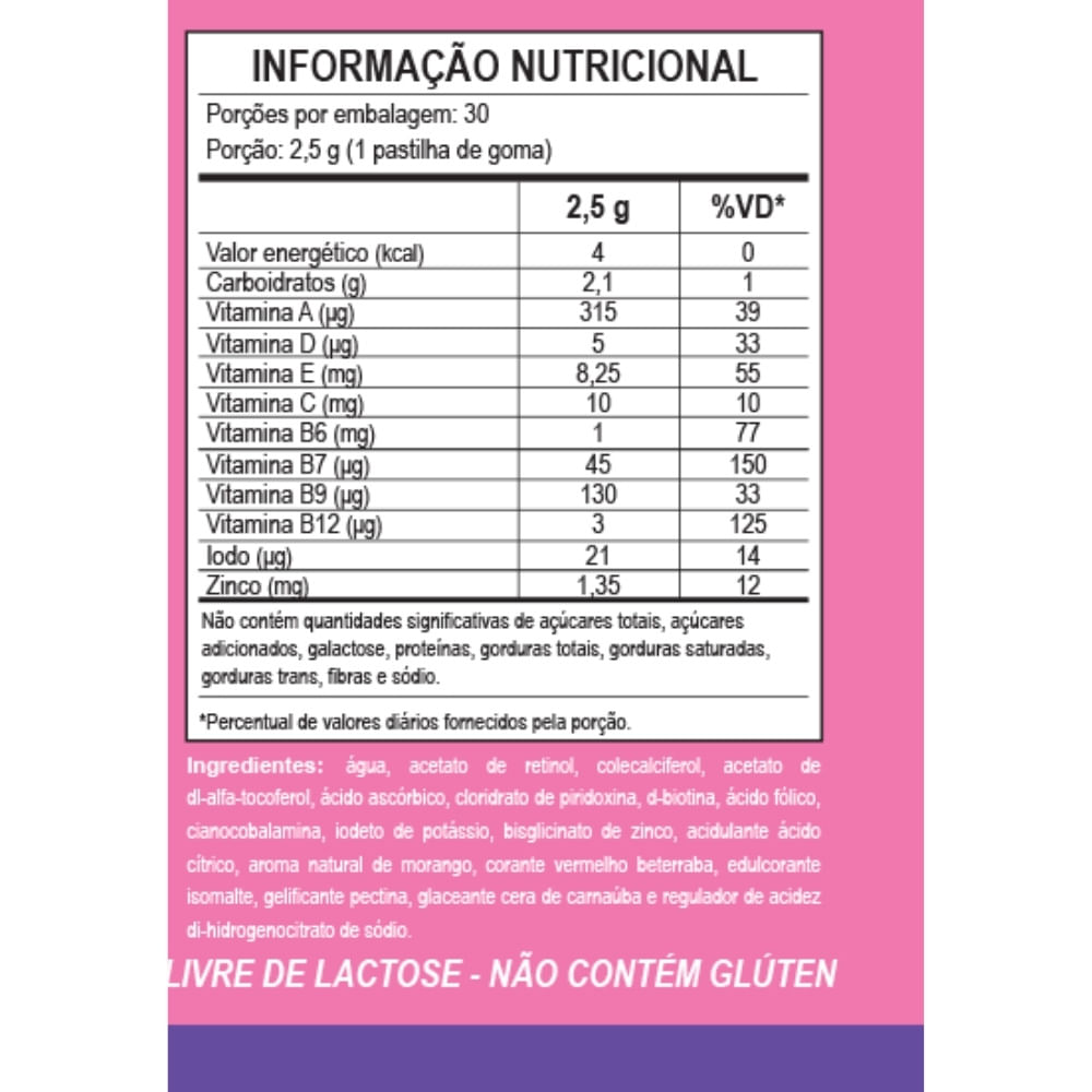 Still Hair Cabelos e Unhas Gummy 30 Gomas  Sabor Morango Unilife 2500mg
