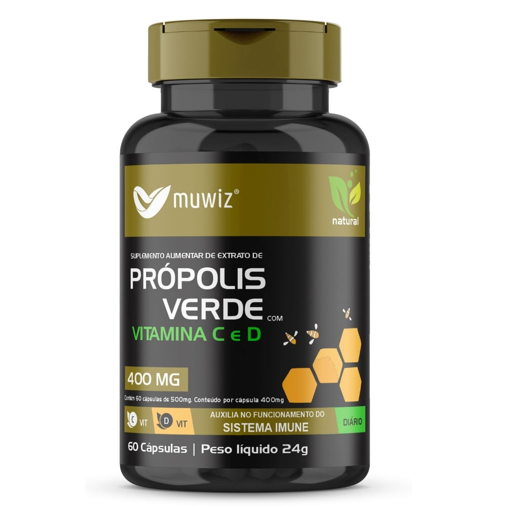 Própolis Verde com Vitaminas Muwiz 400mg 60 Cápsulas