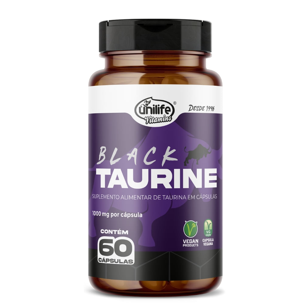Taurina Black Taurine 60 cápsulas Unilife 1130mg