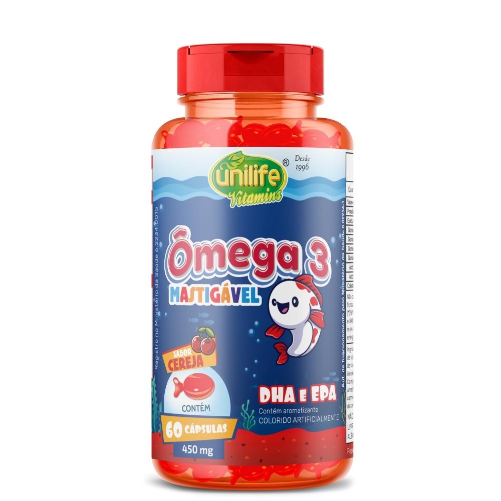 Ômega 3 Kids Mastigável Unilife 800mg 60 Cápsulas