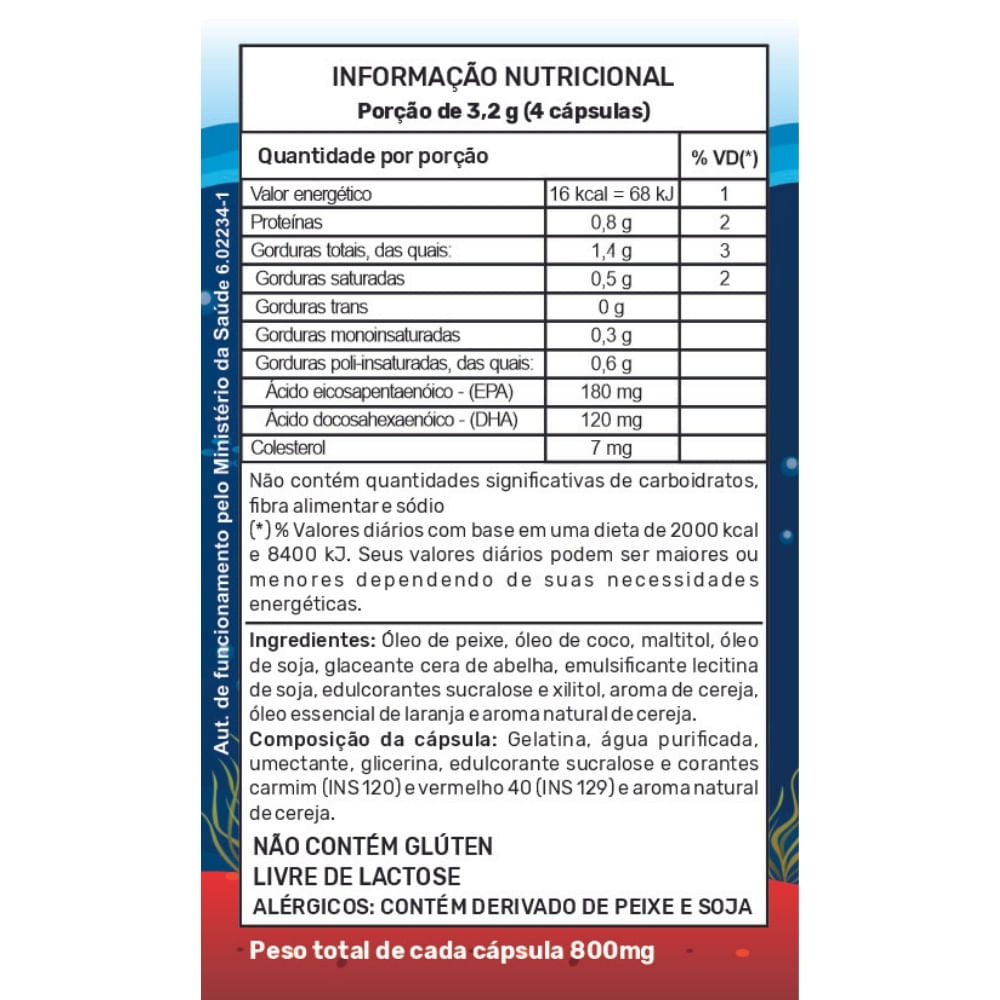 Ômega 3 Kids Mastigável Unilife 800mg 60 Cápsulas