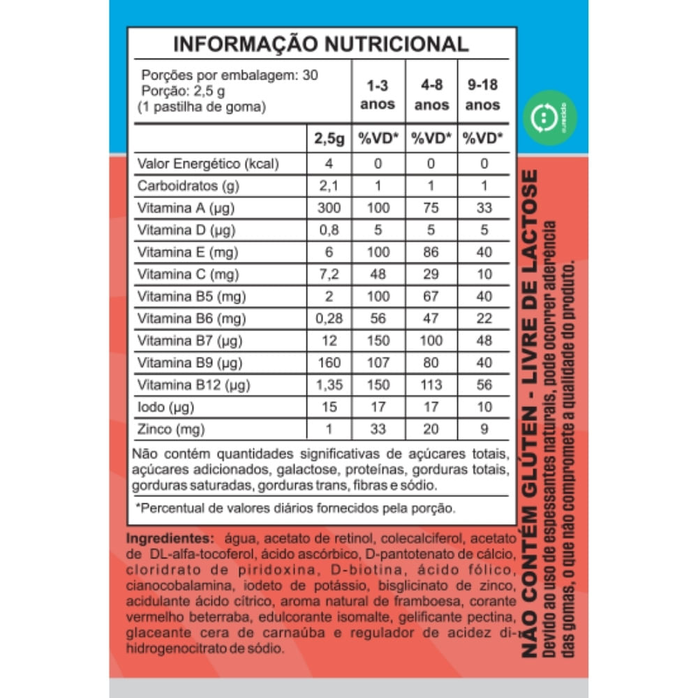 Multivitamínico Kids Unilife 2500mg 30 Gomas