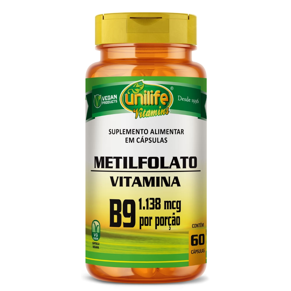 Metilfolato Ácido Fólico (Vitamina B9) Unilife 350mg 60 Cápsulas