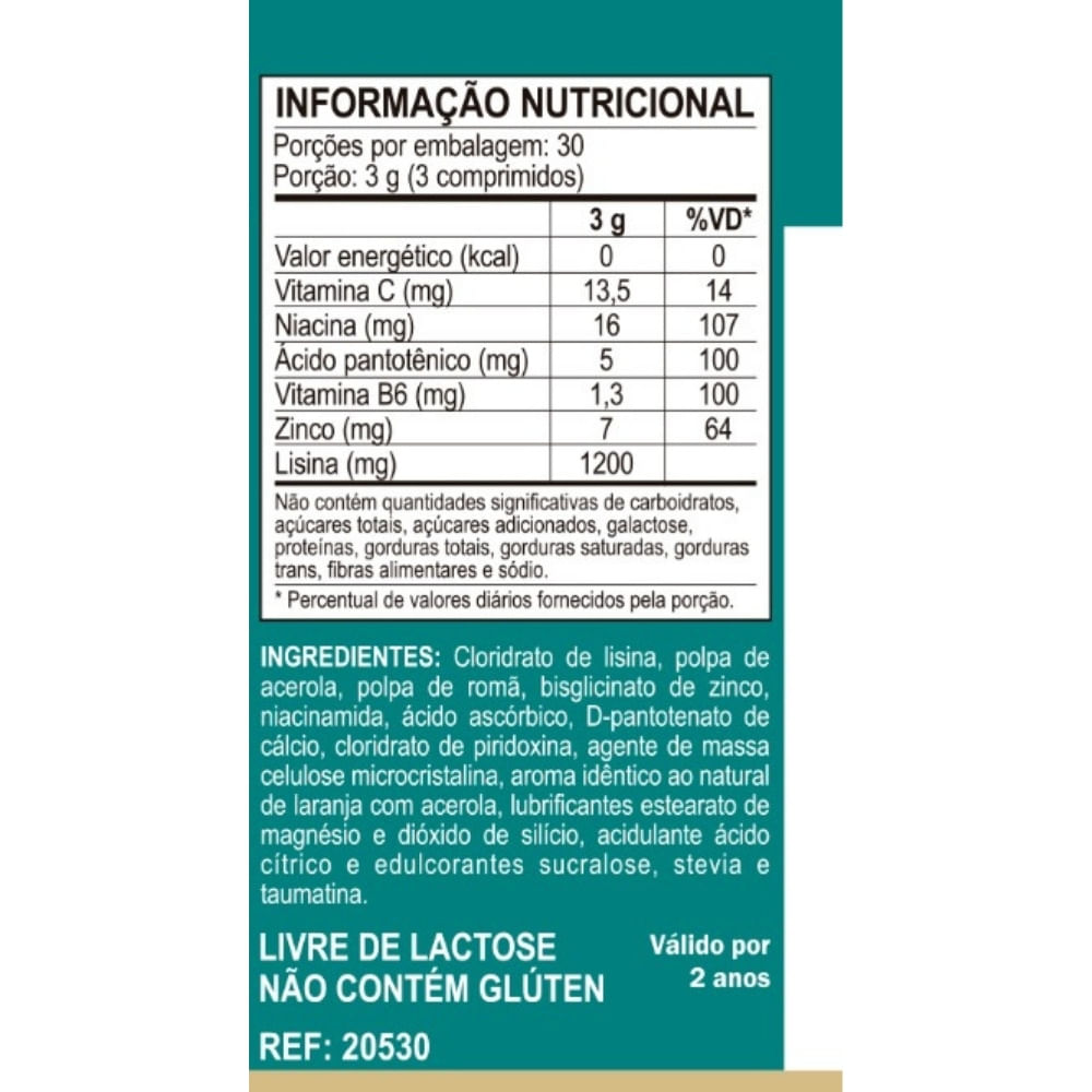 Lisina NoHerps Unilife 1000mg 90 comprimidos