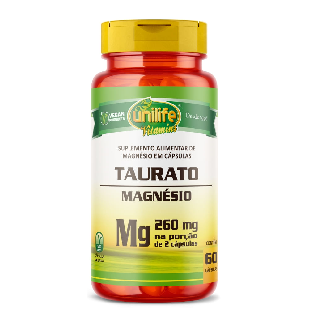 Magnésio Taurato 60 Cápsulas Unilife 620mg