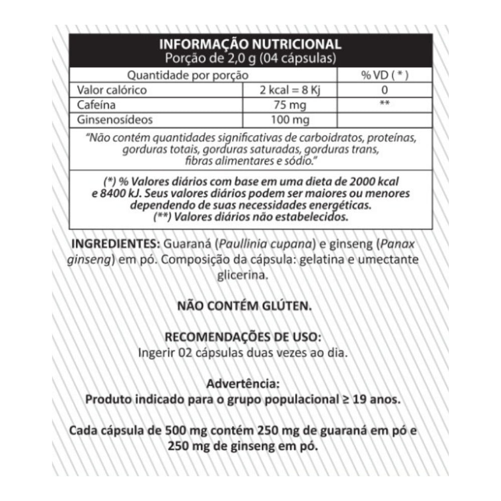 Guaraná Power (Guaraná com Ginseng) Denature 500mg 100 Cápsulas