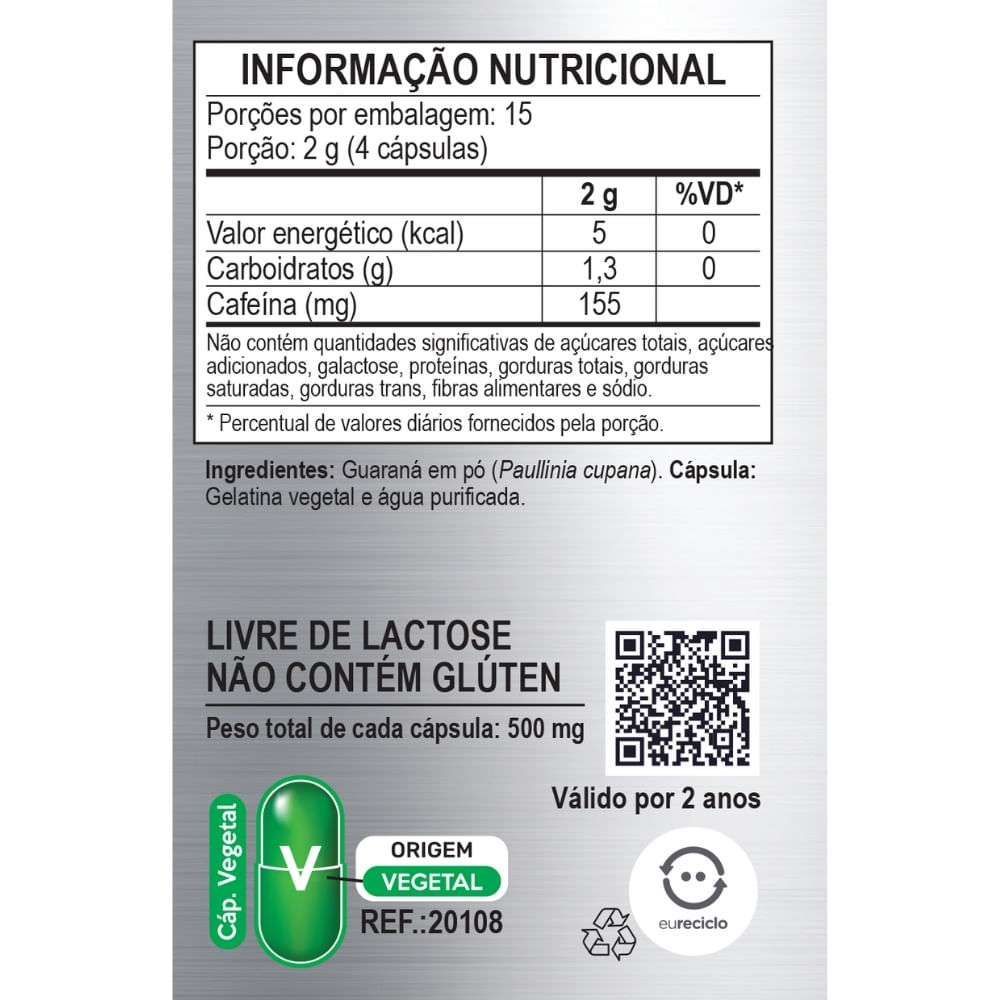 Guaraná Unilife 500mg 60 Cápsulas