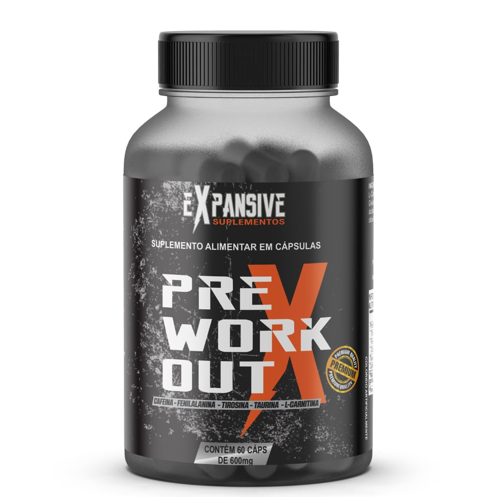 Cafeína e Taurina Pré-Treino 60 cápsulas Expansive 600mg