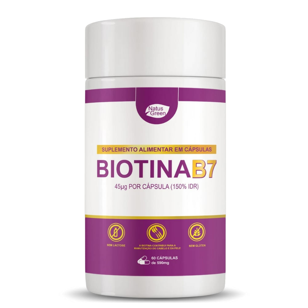 Biotina (Vitamina B7) Natus Green 590mg 60 Cápsulas