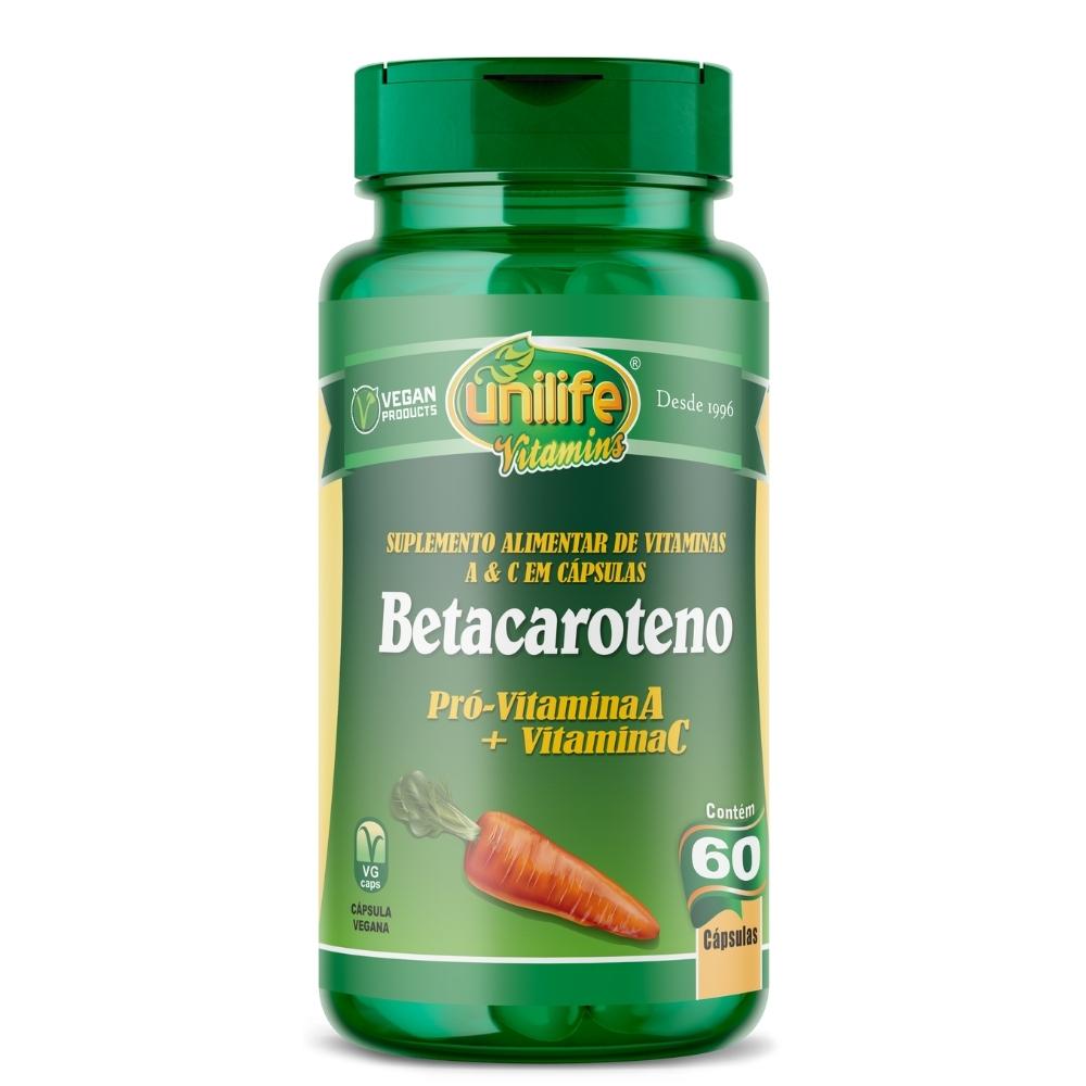 Betacaroteno Pró-Vitamina A 60 cápsulas Unilife 500mg