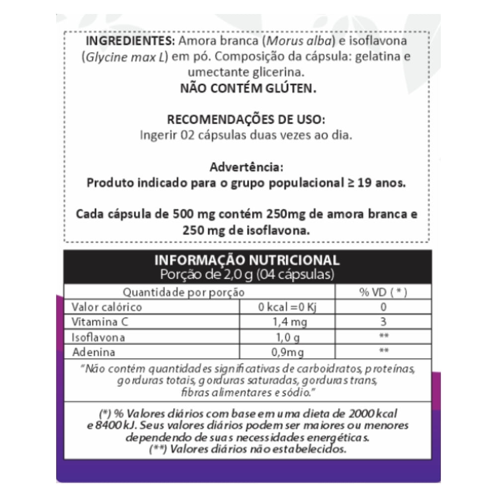 Amora com Isoflavona Denature 500mg 100 Cápsulas