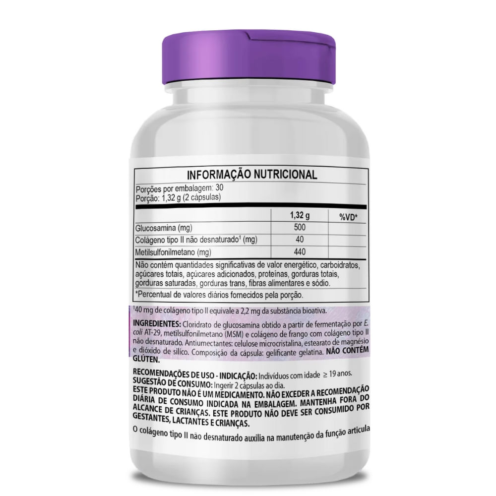 Glucosamina, MSM e Colágeno Tipo 2 ClinicMais 660mg 60 Cápsulas