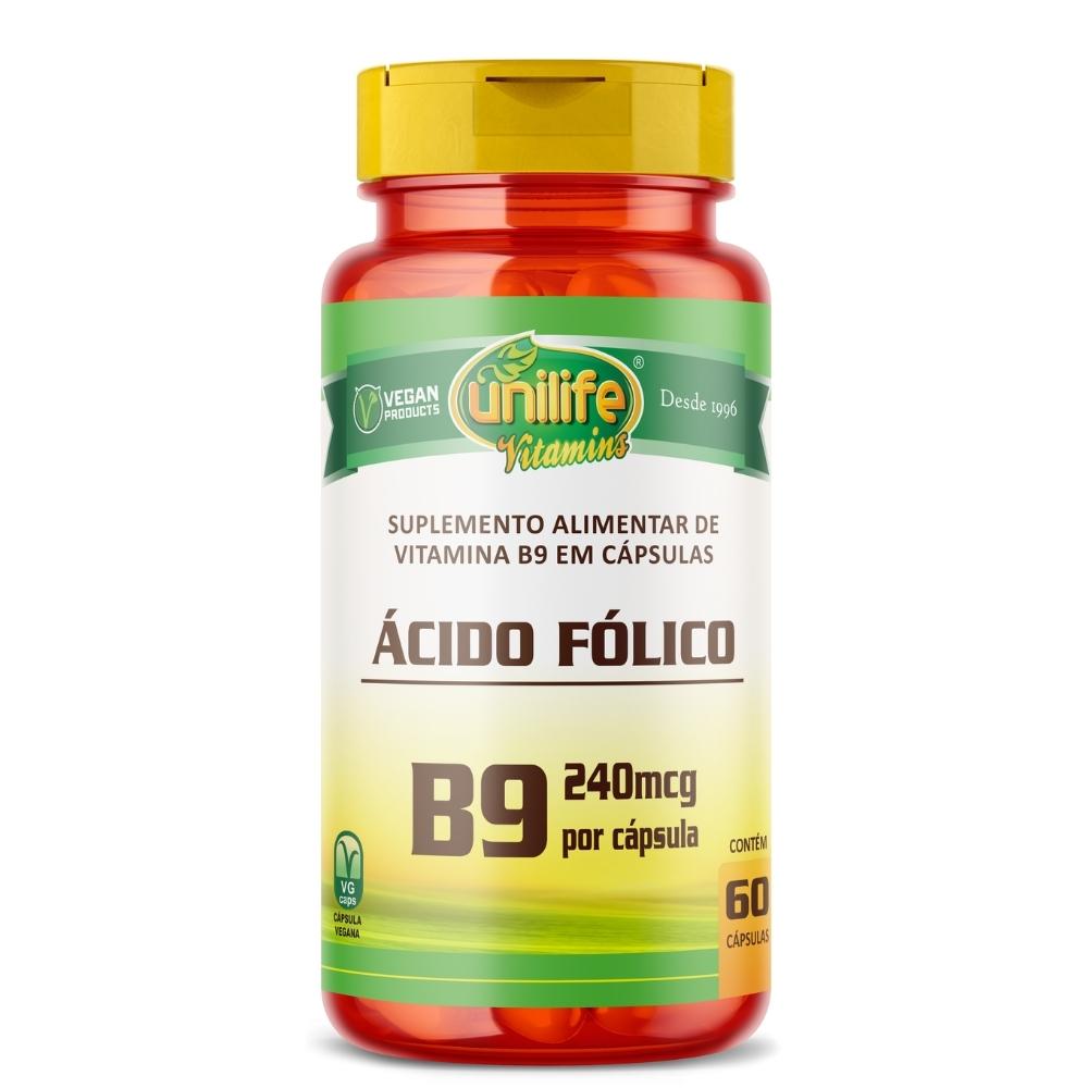 Ácido Fólico (Vitamina B9) 60 cápsulas Unilife 500mg