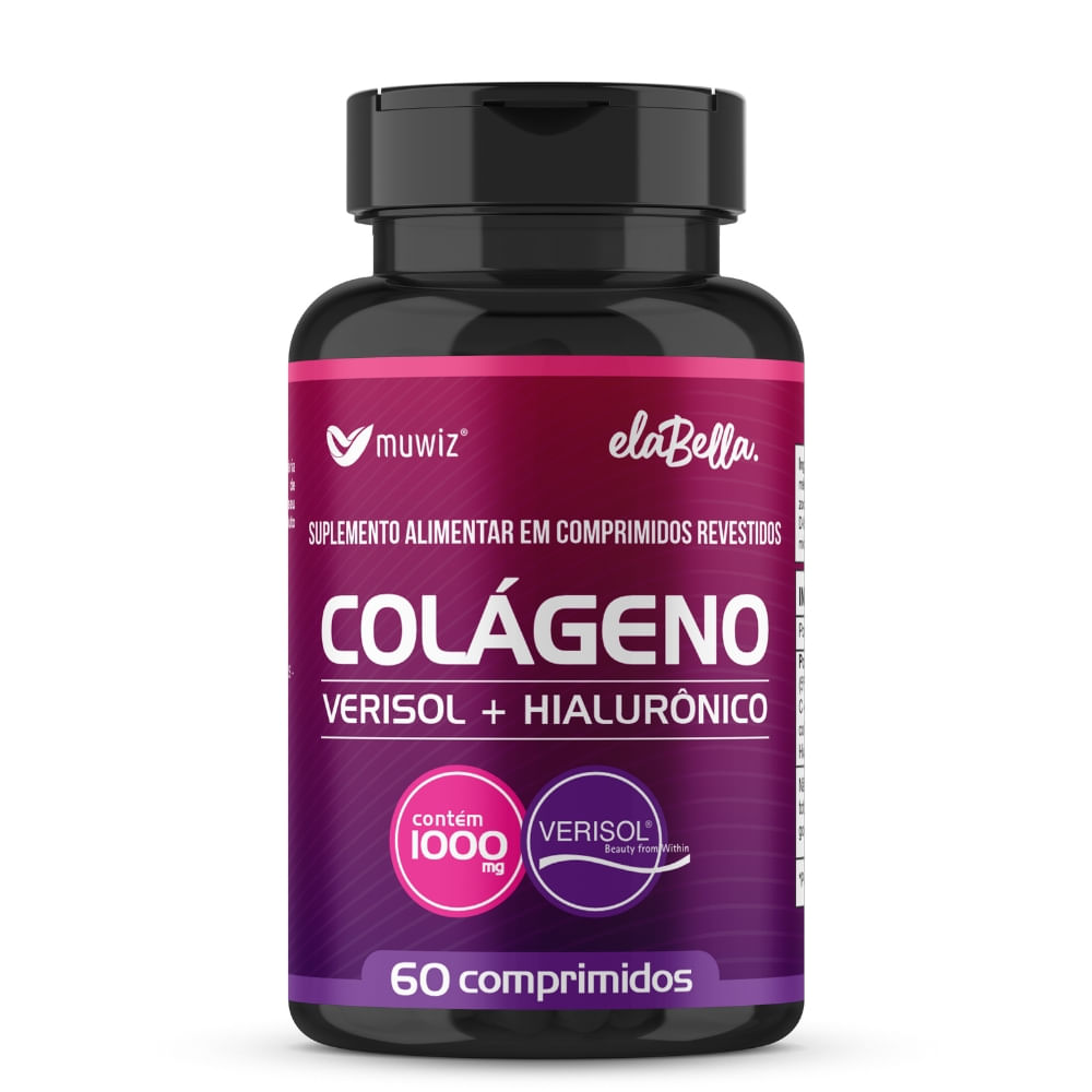 Colágeno Com Ácido Hialurônico e Verisol Muwiz 1000mg 60 Comprimidos