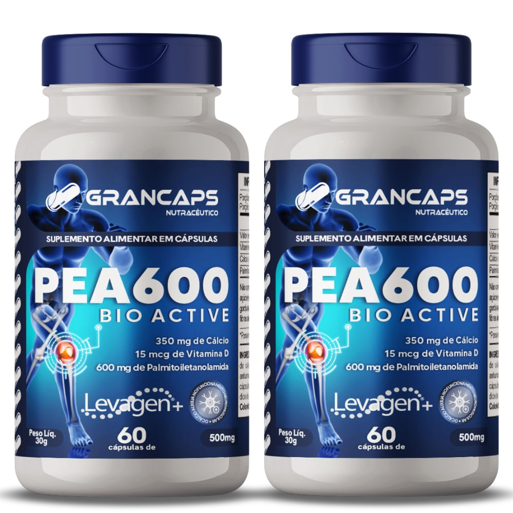 Kit 2x Pea 600 Bio Active Analgésico 60 Cápsulas Grancaps 500mg