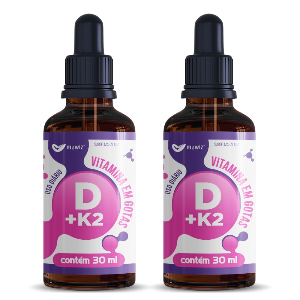 Kit 2 Vitamina D3 + K2 em Gotas Muwiz 30ml