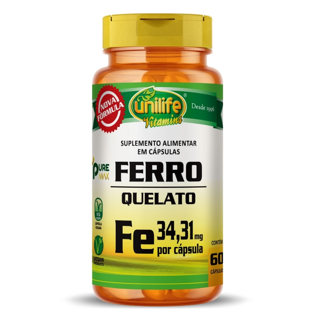 Ferro Quelato 60 Cápsulas Unilife 500mg