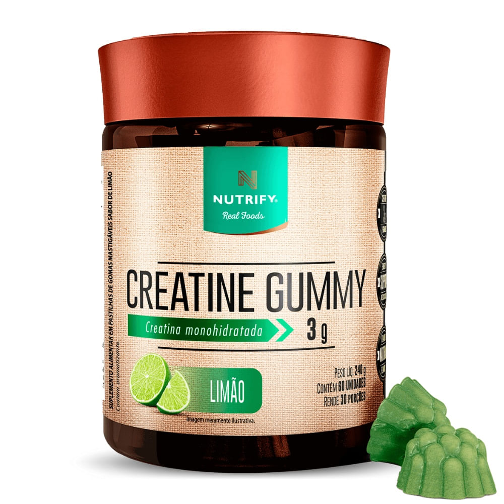 Creatina Gummy 60 Gummies Sabor Limão Nutrify 3000mg
