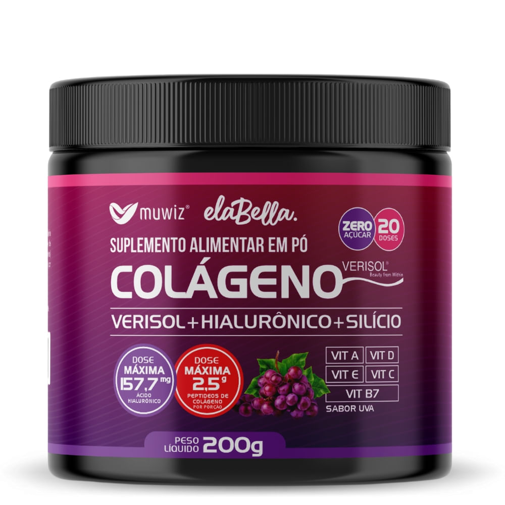 Colágeno Verisol Com Ácido Hialurônico Sabor Uva Muwiz
