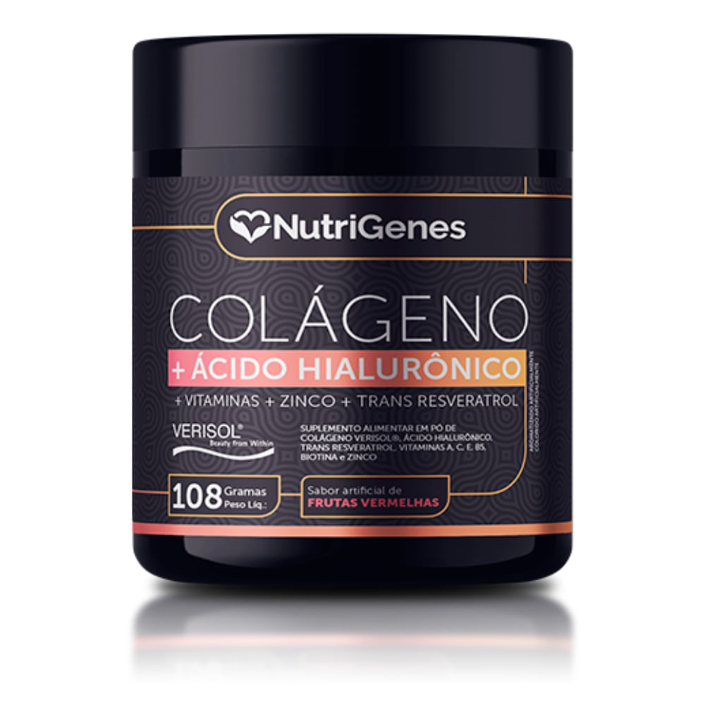 Colágeno Verisol com Ácido Hialurônico Nutrigenes Sabor Frutas Vermelhas 108g