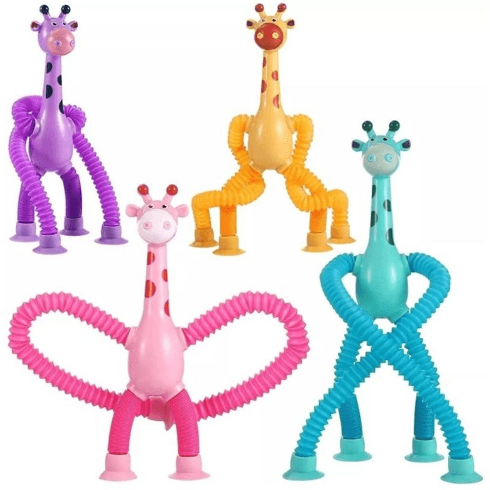 Brinquedo Girafa Pop Tube Mágica Flexível Com Led