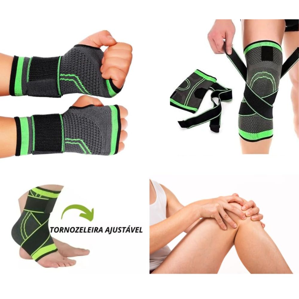 Kit Ortopédico Joelheira +Tornozeleira + Munhequeira
