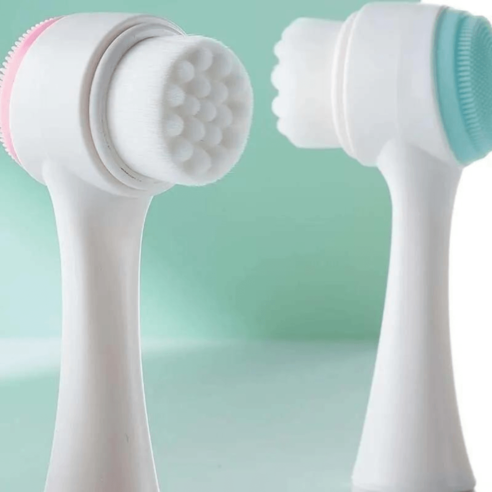 Escova de Limpeza Facial Massageadora de Silicone 3D Bilateral