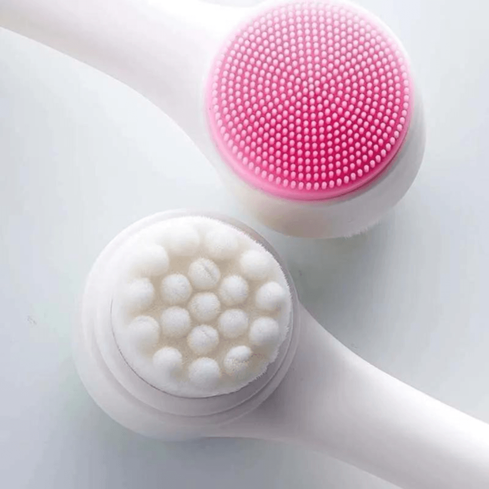 Escova de Limpeza Facial Massageadora de Silicone 3D Bilateral