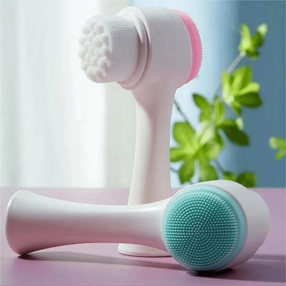 Escova de Limpeza Facial Massageadora de Silicone 3D Bilateral