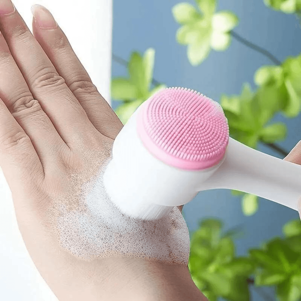 Escova de Limpeza Facial Massageadora de Silicone 3D Bilateral