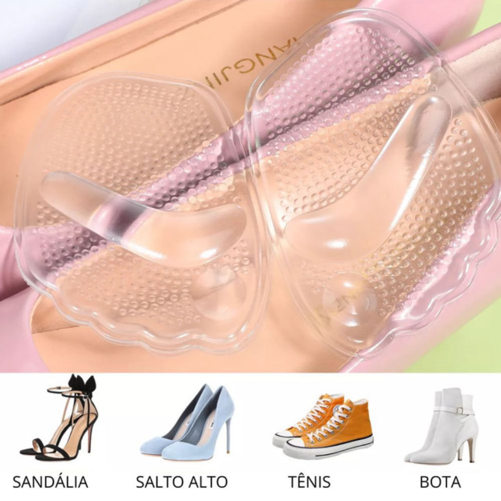 Par Palmilha Ortopédica Protetor Para Pés Almofadas Silicone Sapato