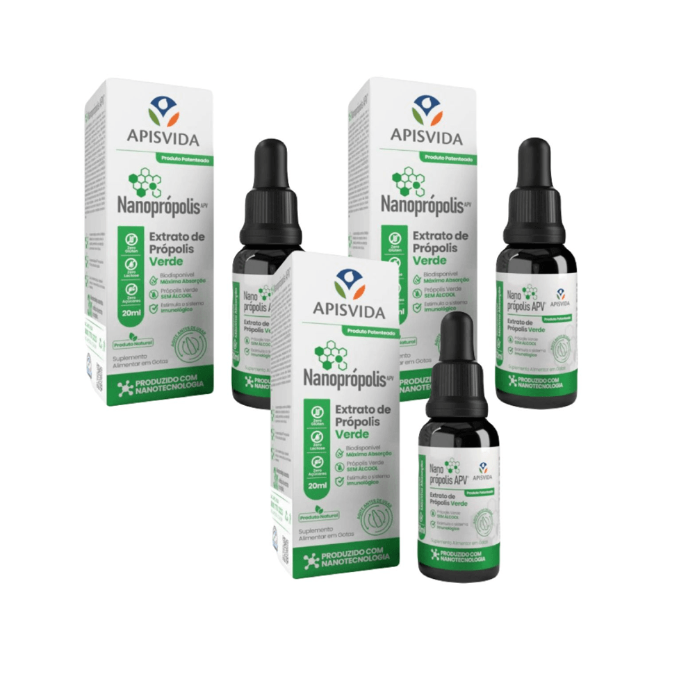 3x Nanoprópolis Extrato de Própolis Verde Apis Vida