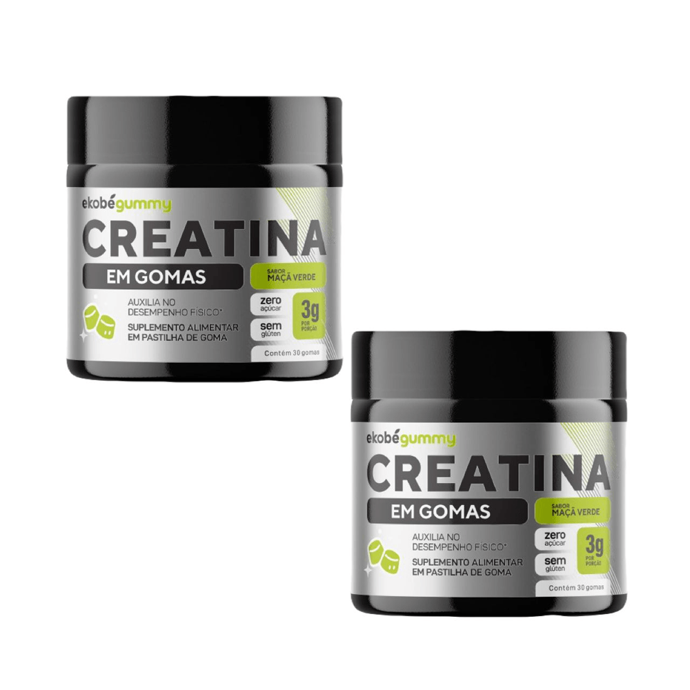 2x Creatina Gummy Maça Verde 30 Gomas Ekobé