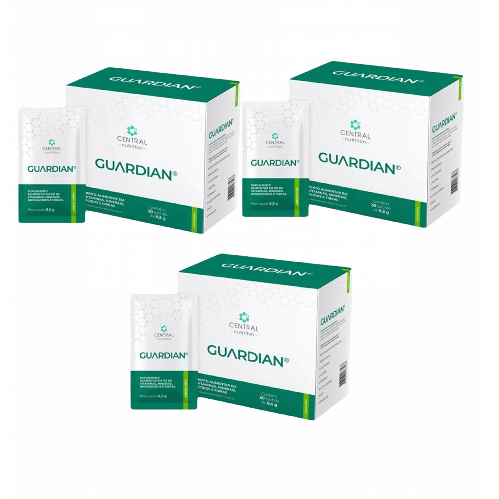 3x Guardian 30 Sachês Central Nutrition Limão