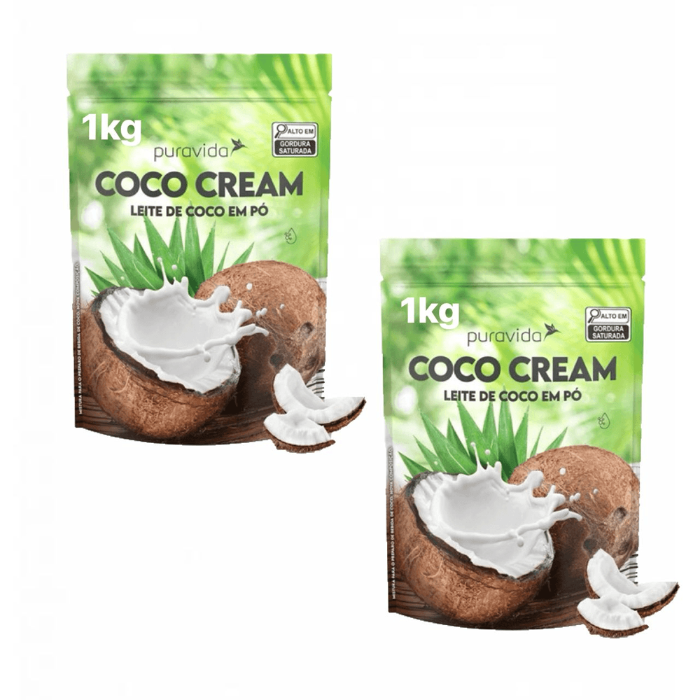 Kit 2x Leite De Coco Em Pó Coco Cream Tradicional Pura Vida