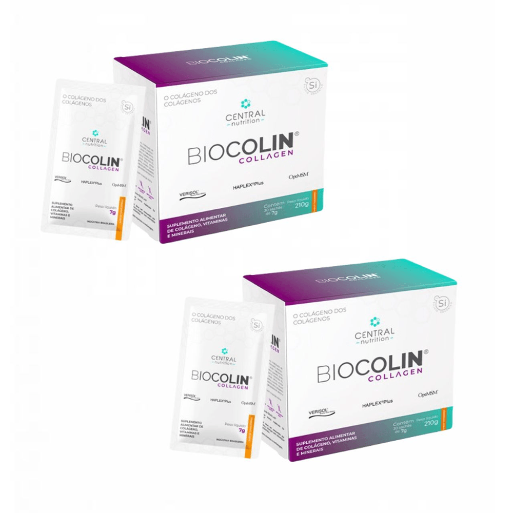Kit 2x Biocolin Collagen Central Nutrition Tangerina 30 Sachês