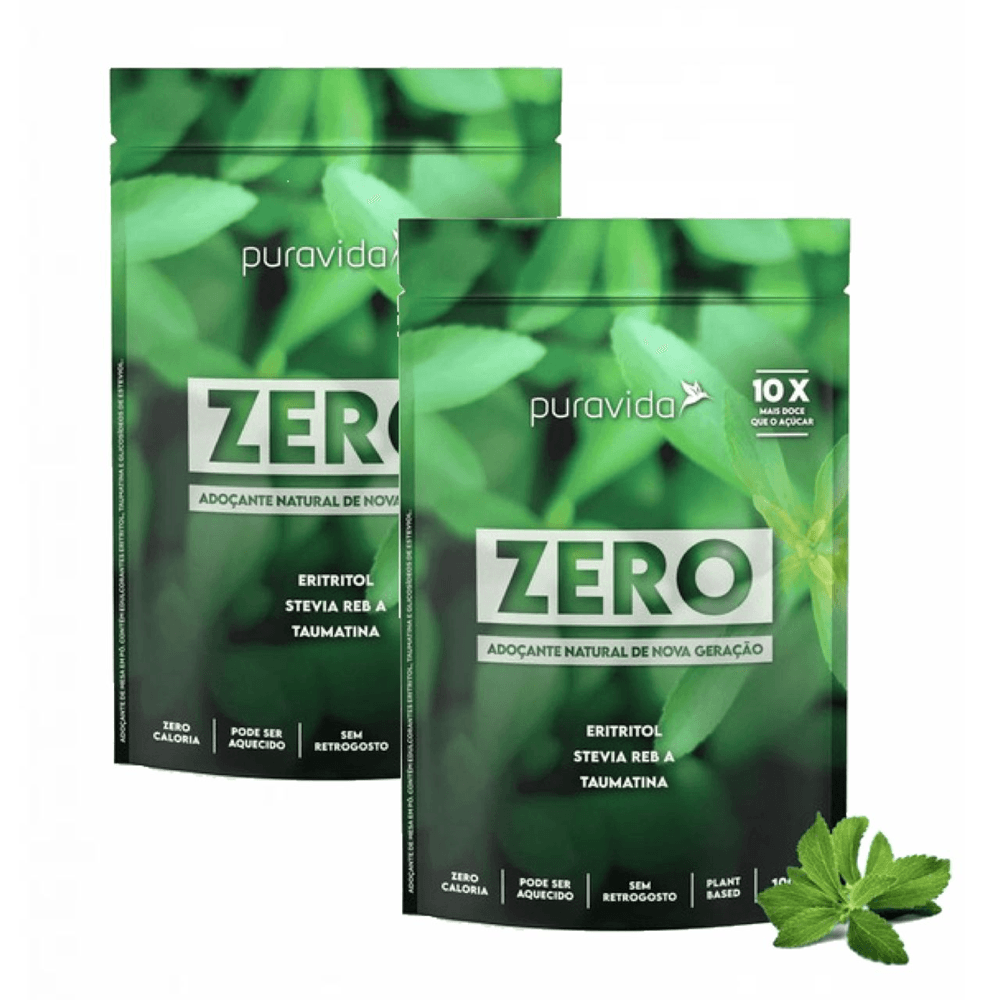 Kit 2x Adoçante Zero Premium Stevia Taumatina Puravida